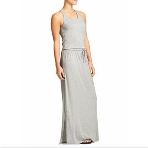 Athleta Cressida Gray Drawstring Maxi Racerback Sleeveless Dress -M